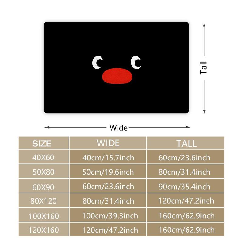 Cartoon Cute Pingu Penguin Floor Mat Soft Thickened Flannel Door Mat Non-Slip Living Room Rug Home Decor