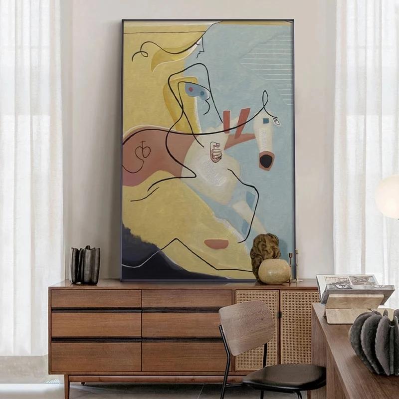 Abstract Line By Picasso Famous Prints and Posters Canvas Paintings Minimalist Wall Art Pictures for Living Room Home Decor No Frame