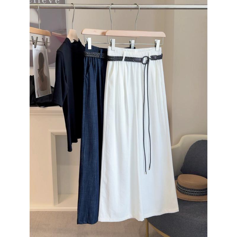 

Ретро стиль old money имитация денима брюки палаццо женские осенние новые свободные и драпирующиеся ленивые повседневные брюки L белый