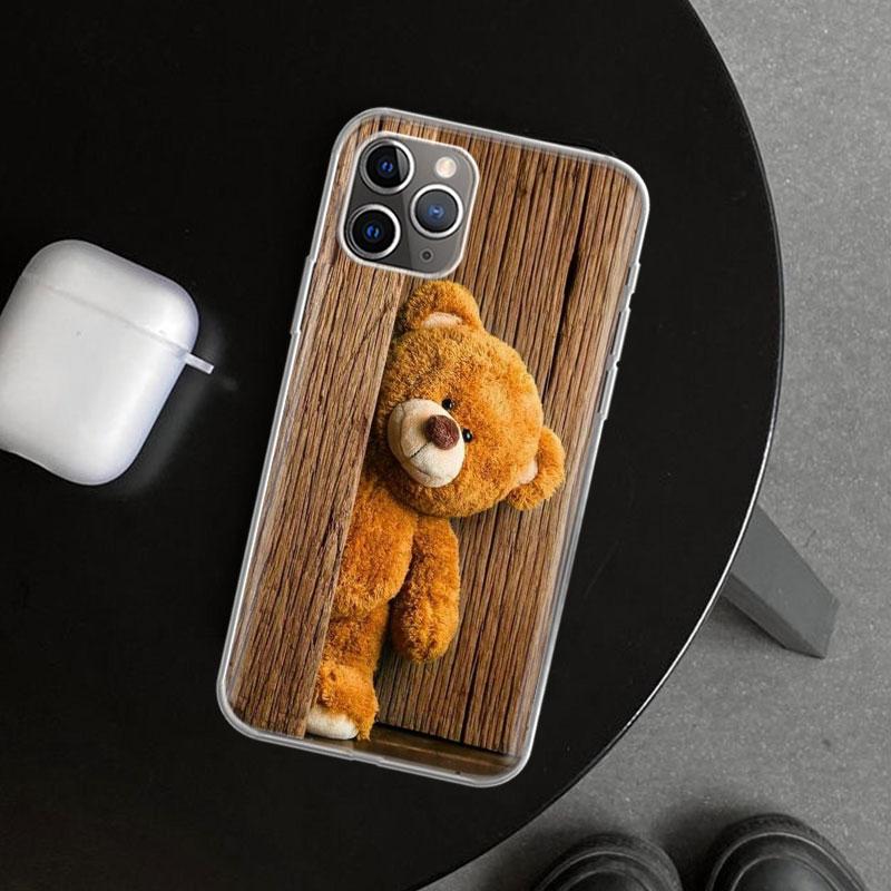 Naughty Cute Bear Funny Mascot Phone Case Cover for iPhone 11 12 13 Mini 14 15 Plus 16 Pro Max 17 Air 7 8 + SE Art Customized Fu