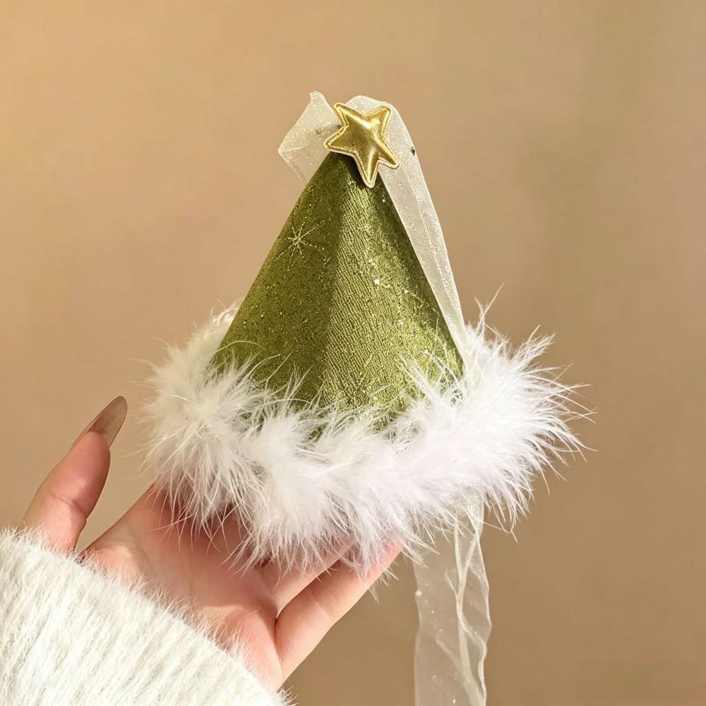 Cute Christmas Hair Clip Cloth Mini Size Santa Hat Barrette Hair Pin Xmas Use