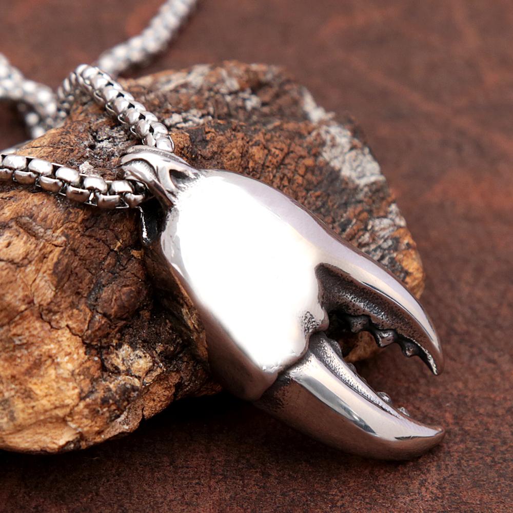 Einfache Krabbenkrallen Halskette Anhänger Für Männer Frauen Mode Hummer Krallen Edelstahl Kette Halskette Punk Hip Schmuck Geschenk