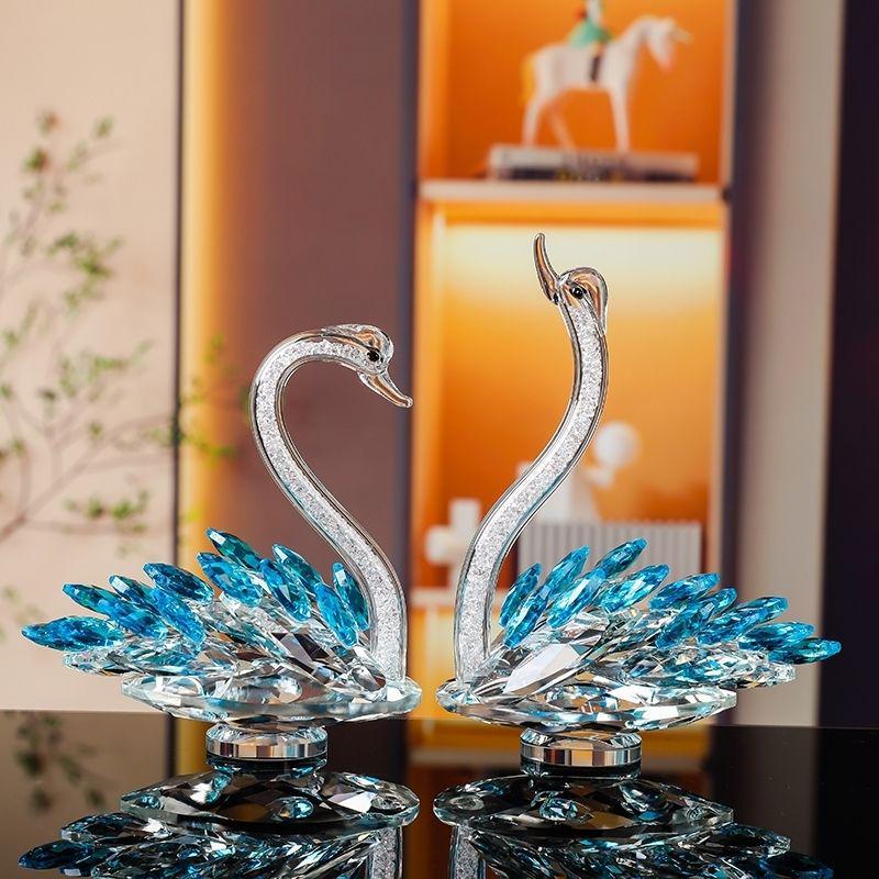 Хрустальная фигурка лебедя для декора гостиной, прихожей или в подарок