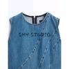MD Fall Women's Clothing Casual Minimalist Stylish Seam Mid Length Long Length Sleeveless Denim Dress 6640800