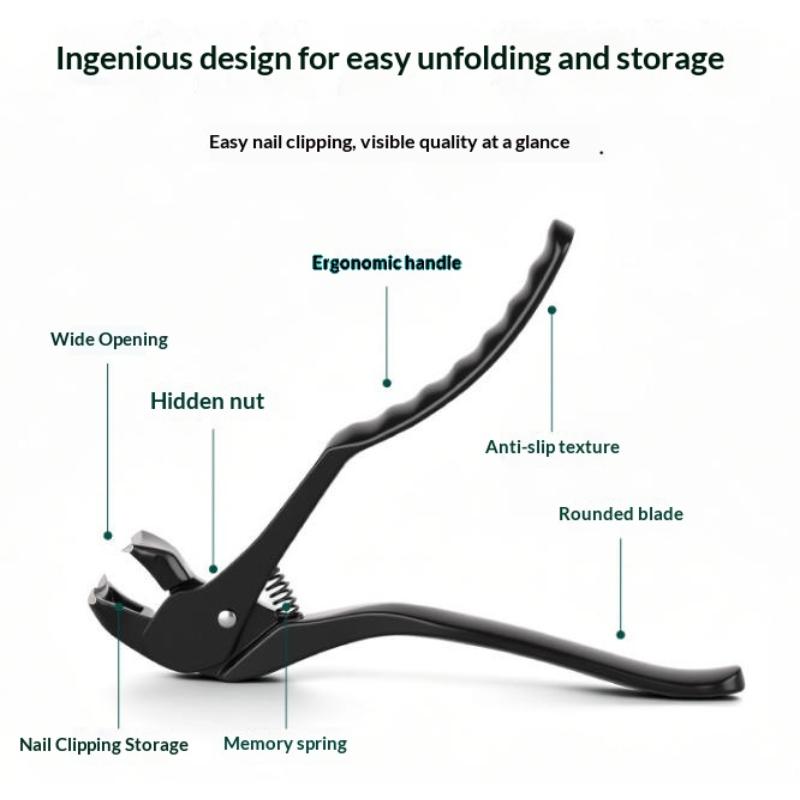 Stainless Steel Anti-Splash Curved Elbow Nail Clipper Ergonomic Handle Heavy Duty for Adult Toenail Fingernail Trimming