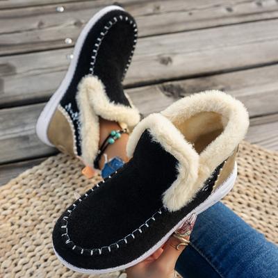 Mode Damenstiefel 2024 Neue Damen Winterstiefel Pelzschuhe Damen Stiefeletten Schnee Botas Mujer Slipper Winterschuhe Damen Flache Schuhe