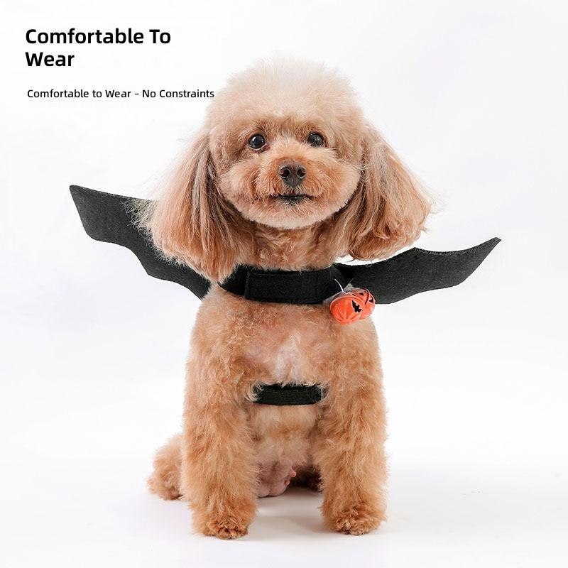 Woobulsland Halloween Katze Geist Kostüm und Hund Fledermaus Flügel Filz Haustier Party Verkleidungs Set 2 Stile