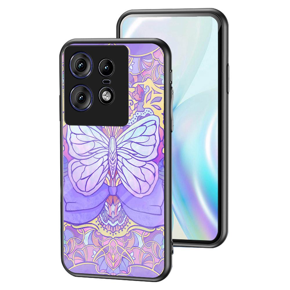 

For Motorola Edge 50 Pro 5G Case Butterfly Pattern TPU+Tempered Glass Protective Phone Cover Phantom Butterfly