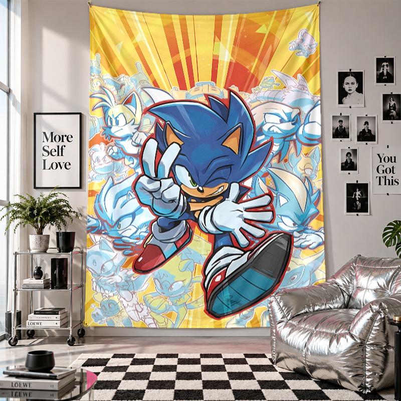 Wall TapestrySonic the Hedgehog Art Hanging Cloth Decorative Background Cover for Room Decoration