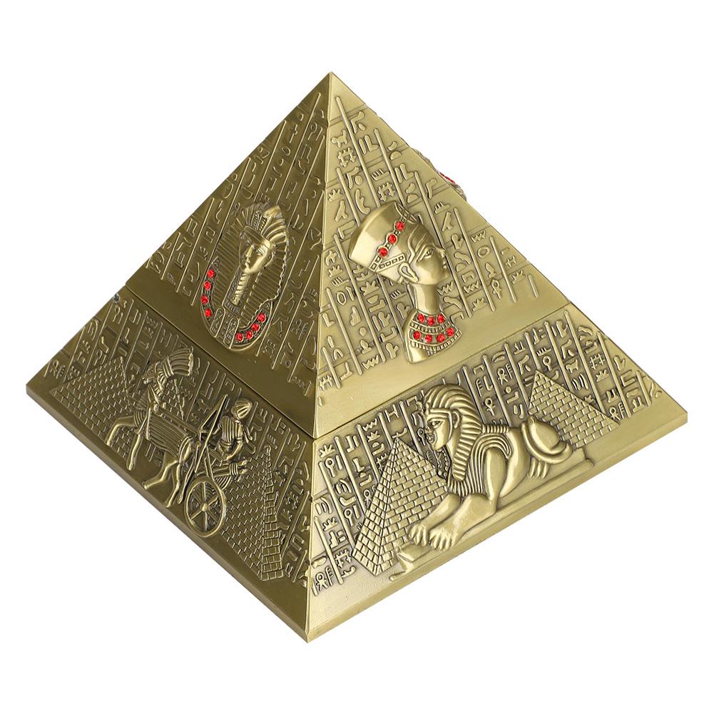 Metal Ashtray Innovative Decor Gifts Smoking Set Egyptian Pharaoh Pyramid shape Ornaments(Bronzed )