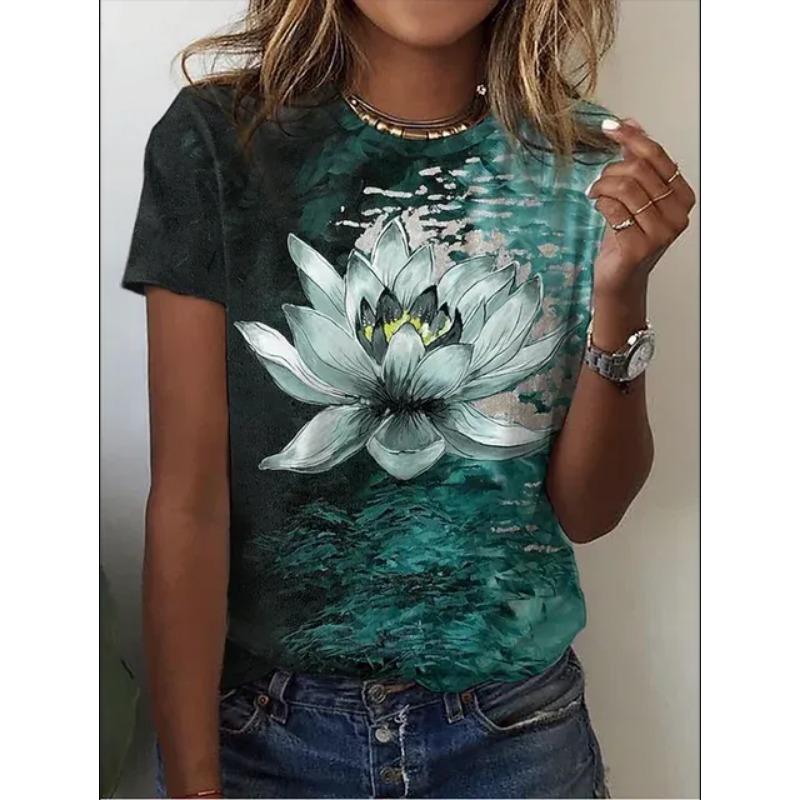 2024 Summer Fashion Short-sleeved Tops New O-neck 3d Butterfly Print T-shirt Women's T-shirt Plus Size Summer Tops for Women