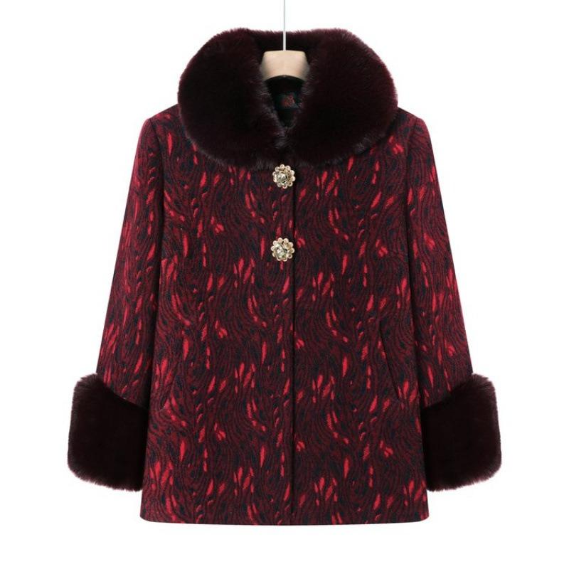 

Grandma winter coat old man autumn winter woman old man clothes old woman winter cotton coat mother wear sweater coat 1XL [recommended 80-50kg]