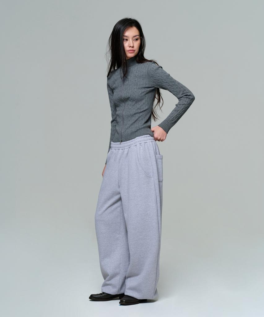 ERA Women Fitted Cable Zip Knit - Gray