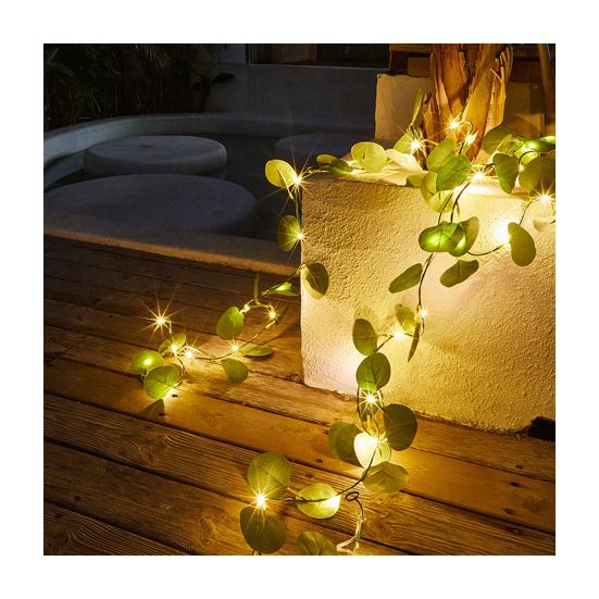 Christmas Wreath with Twinkling Fairy Lights Faux Olive Vine Garland Indoor Outdoor Holiday Decor for Fireplace Home