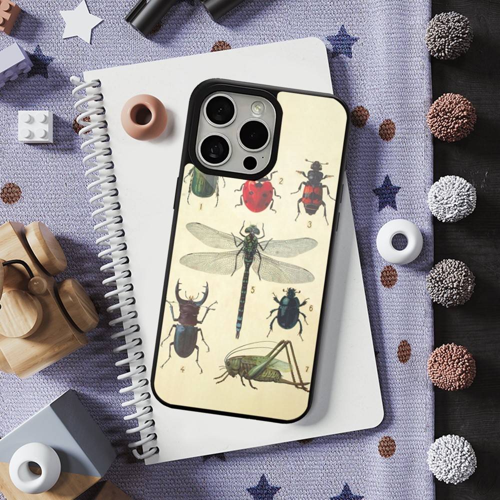 Biology Art Bugs And Insects For iPhone 15,Mini,13,Max,11,16,17,14,Plus,12,Pro,For Magsafe,Magnetic Wireless Charging Case