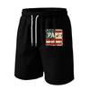 Men's Drawstring Waist Casual Shorts with Flag Graphic Elastic Adjustable Fit Lightweight Relaxed Style for Everyday Wear