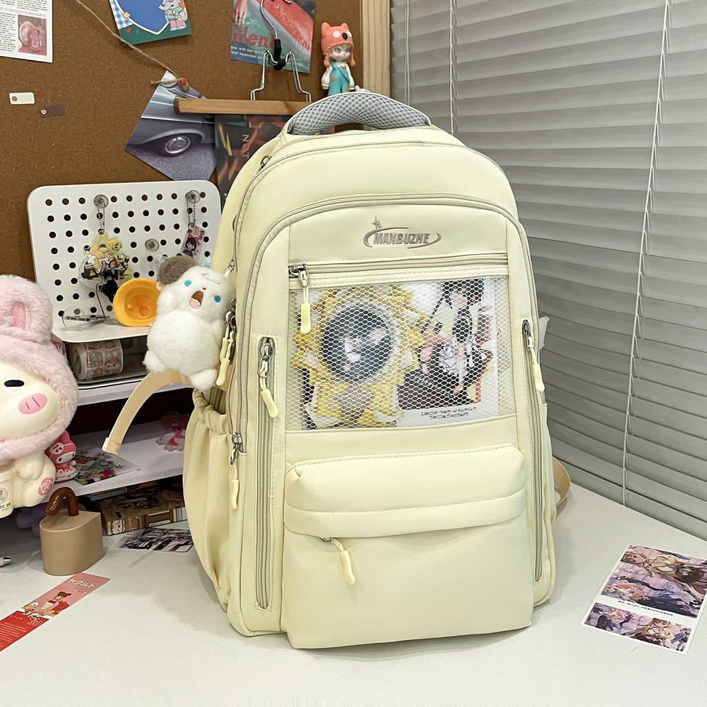 Backpack Japanese Ins Transparent Large Capacity Leisure Travel Backpack Female College Style High School Student Class School Bag Tide