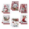 6pcs Red Black Striped Christmas Hand Towels Absorbent Microfiber Snowman Christmas Towels 16x23 Inches Winter Christmas Towels