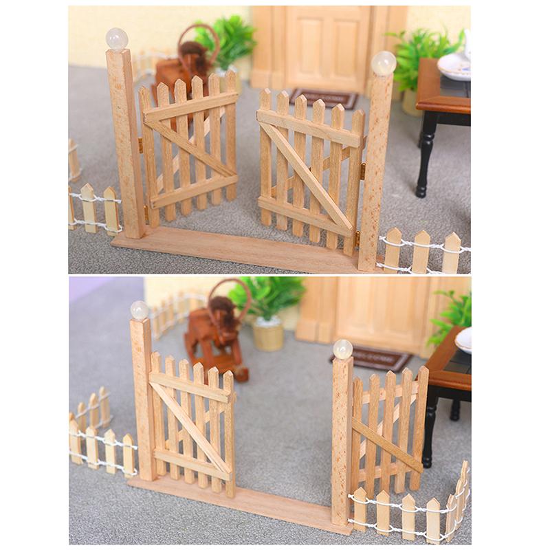 1/12 Lėlių namelio medinė tvoros vartų modelis Lėlių namelio miniatiūrinis fėjų sodo durys Lėlių namelio simuliacinis baldų dekoravimo žaislas