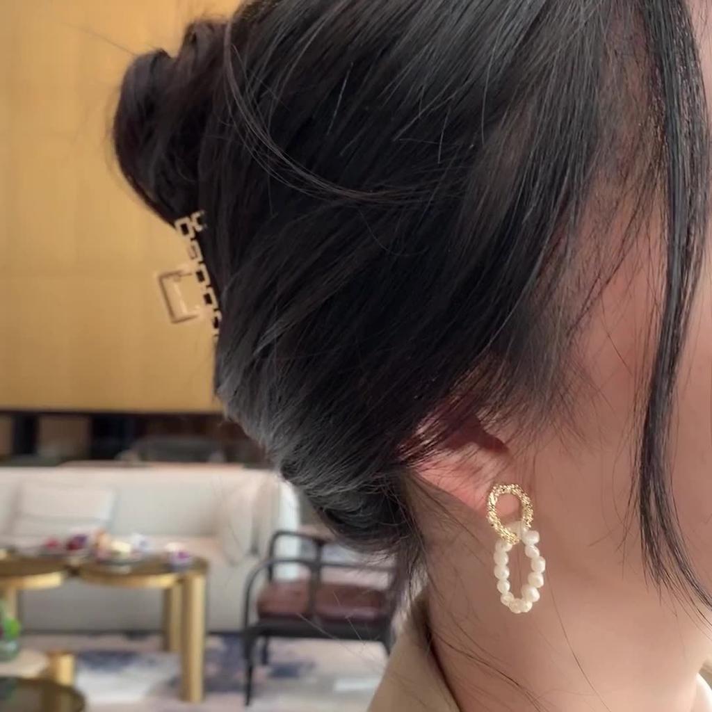 Trendy Round Circle Natural Baroque Freshwater Pearl 14K Gold Filled Female Tassels Stud Earrings For Women Gifts