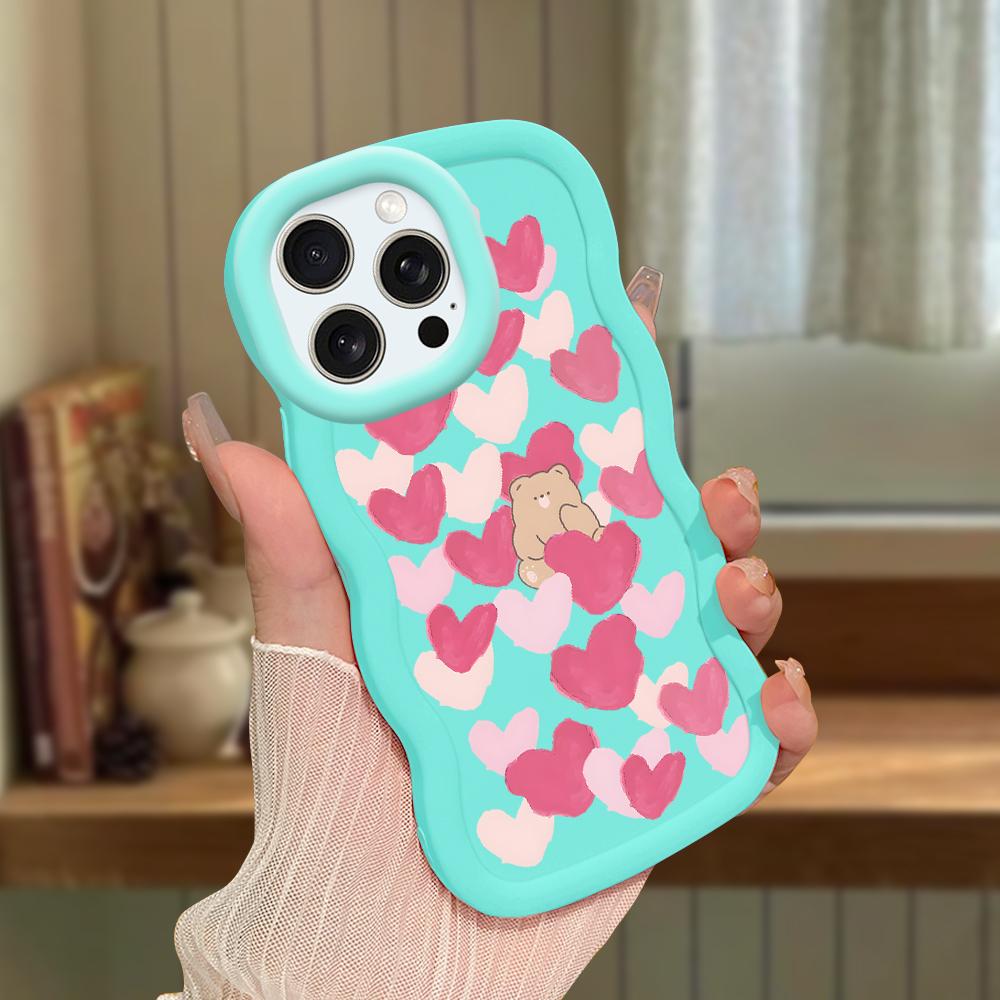 Big Wave Edge Soft Silicone Material Macaron Phone Case Shockproof Protective Rubber Casing for iPhone Samsung Huawei Honor Xiaomi Redmi OnePlus Moto