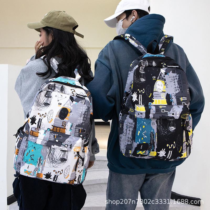 Schoolbag teen student personality graffiti Mori school backpack new ins schoolbag large capacity casual backpack men
