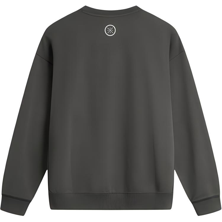 Li Ning Wade Series Letter Print Sports Casual Loose Sweatshirt Men sweatshirt Graphite-Grey AWDU277-8