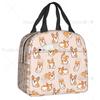 Coffee Welsh Corgi Dog Resuable Lunch Boxes Women Waterproof Cooler Thermal Food Insulated Lunch Bag Kids School Children