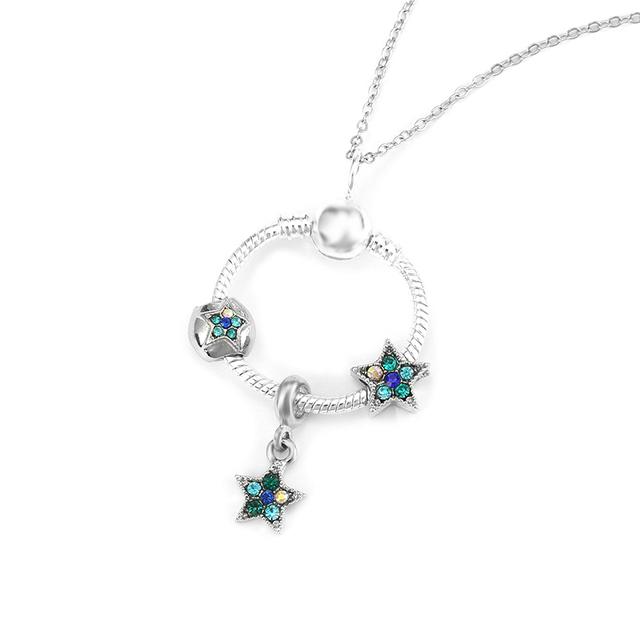 Simple Round Geometric Cubic Zircon Necklace Silver Color Clavicle Chain Union Rainbow Crown Charm Necklace For Women Jewelry