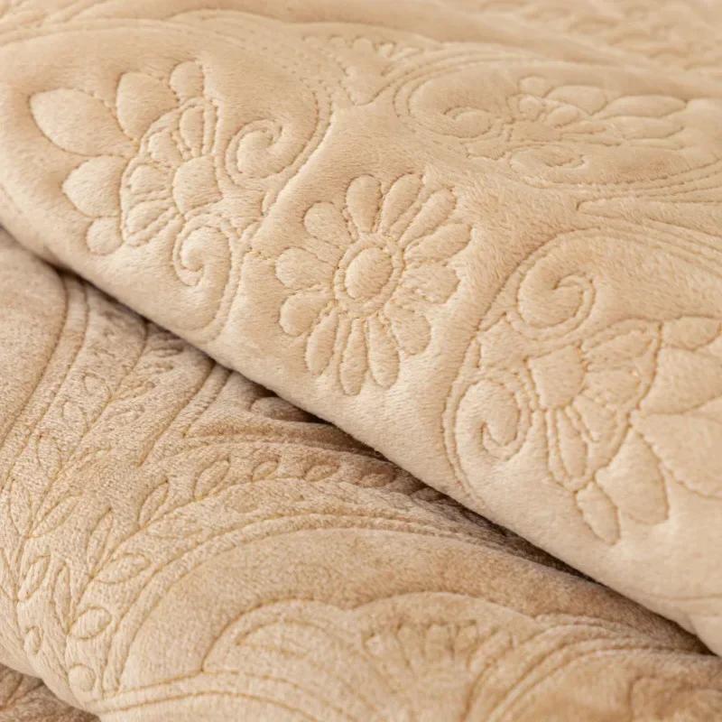 Solid Color Sofa Cover Mat Simple Warmth Sofa Cushion for Living Room Short Plush Warm Couch Protector Universal Anti-slip