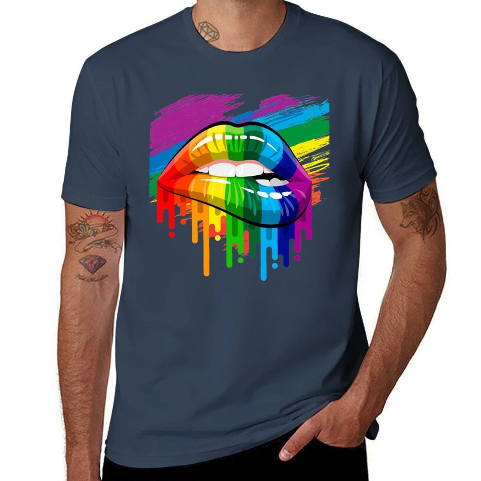 Proud Rainbow Lips Pride Tshirt Lightweight Hiking Tshirt S