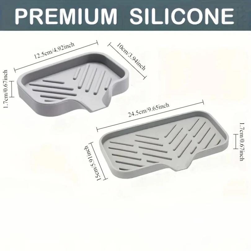 Silicone Faucet Mat Kitchen Sink Tray Soap Dispenser Sponge Drain Pad Sink SplashDrying Mat Countertop Storage Tray SoapTray