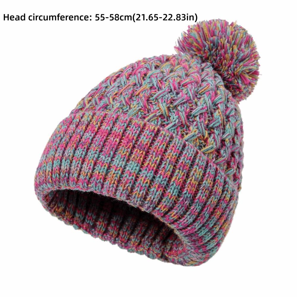 Single Layer Knit Pom Pom Beanies Colorful Winter Skull Cap Knitted Beanie Hat  Winter Season