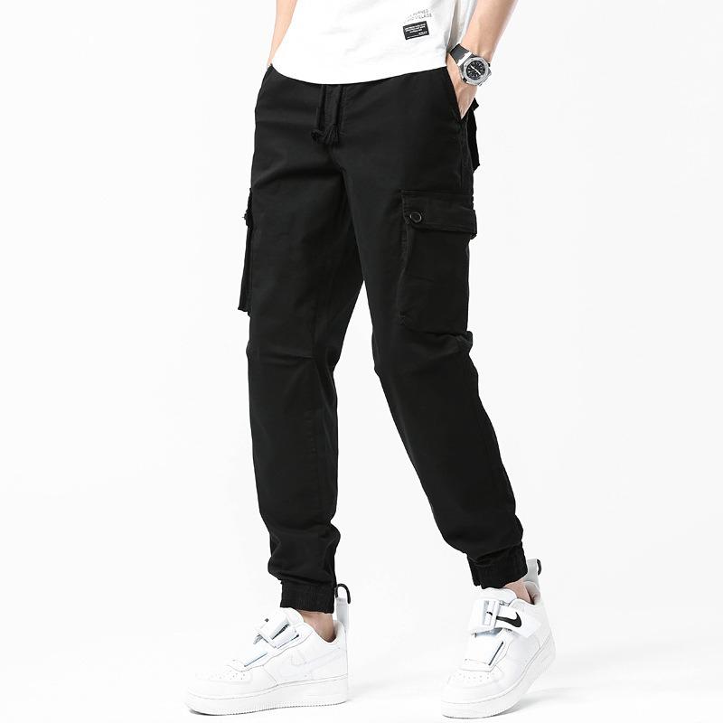 Men's overalls summer loose men's trousers trendy brand men's high-end pants tied feet casual pants men's clothing