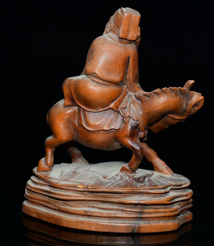Chinesischer Buchsbaum Holzschnitzerei Figur Statue Holzskulptur Heimdeko Kunst