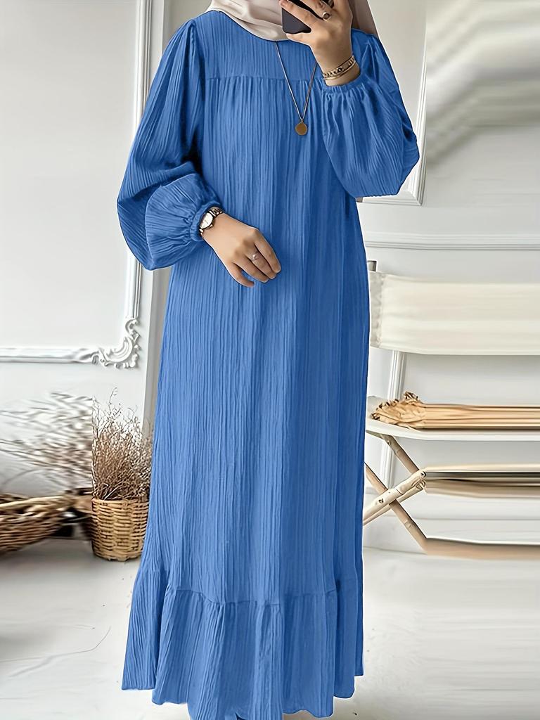 2024 Women's Long-Sleeve Vintage Ruffle Hem Dress - Spring/Autumn Fashion