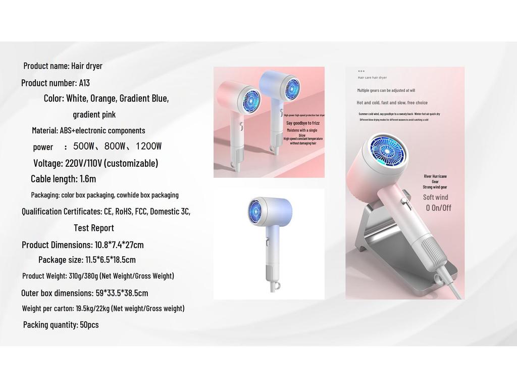 Compact Blue Light Hair Dryer for Dorms - Portable & Quick Dry