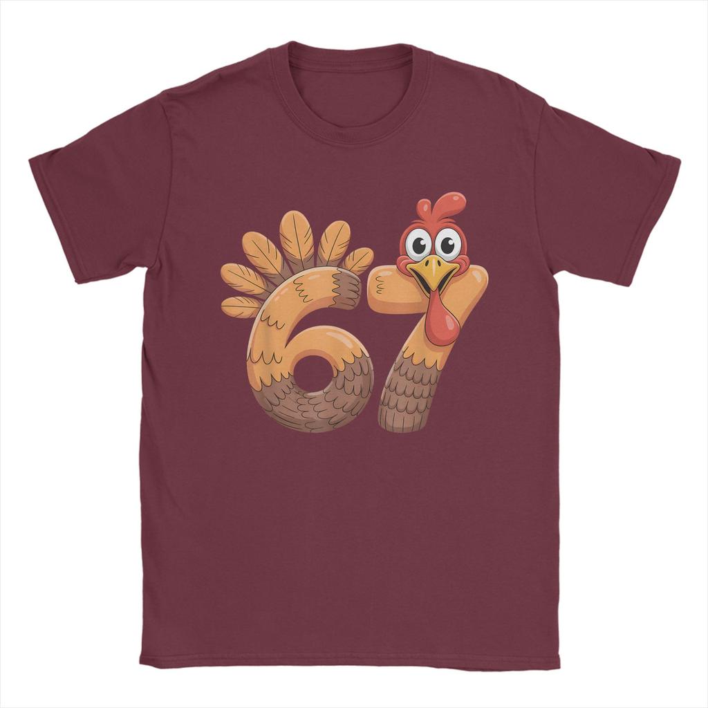 67 Thanksgiving Funny Turkey Thanksgiving 67 Turkey T-Shirt for Men Pure Cotton Tees Round Collar Short Sleeve T Shirt Clothing
