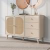 TV Desk Spacious Countertop with 3 Drawers 2 Doors Hutch Cabinet Ergonomic Handle Living Room Home Sideboard Dining Furniture Kitchen