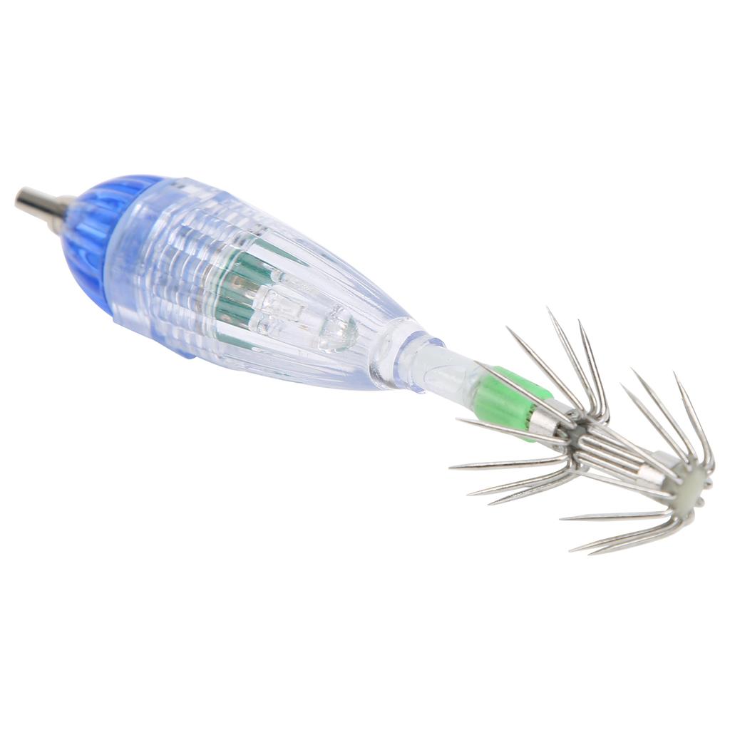 Fishing LED Lure Light Squid Shape Blue Light Color Bait Underwater Lure Lamp with Hook