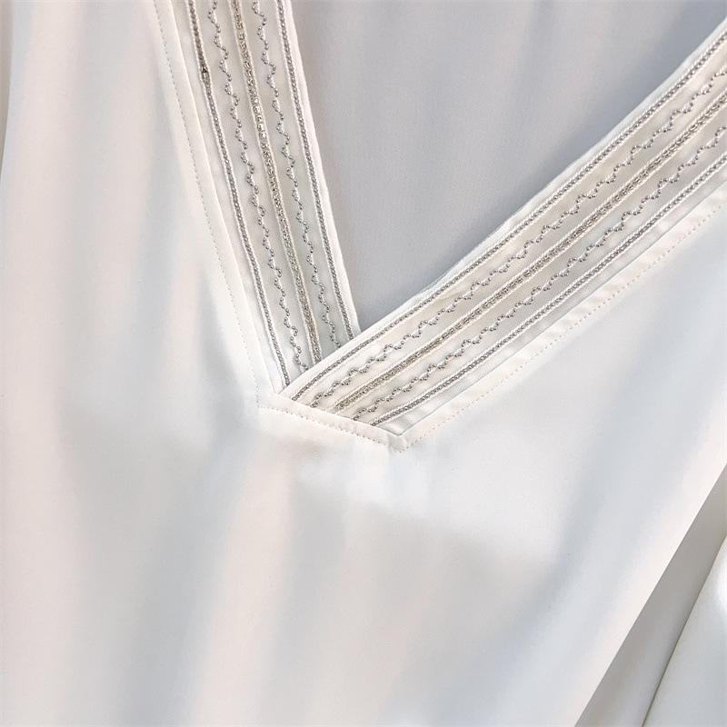 Women's Plus Size V-Neck Chiffon Short Sleeve Mid-Length Loose T-Shirt 