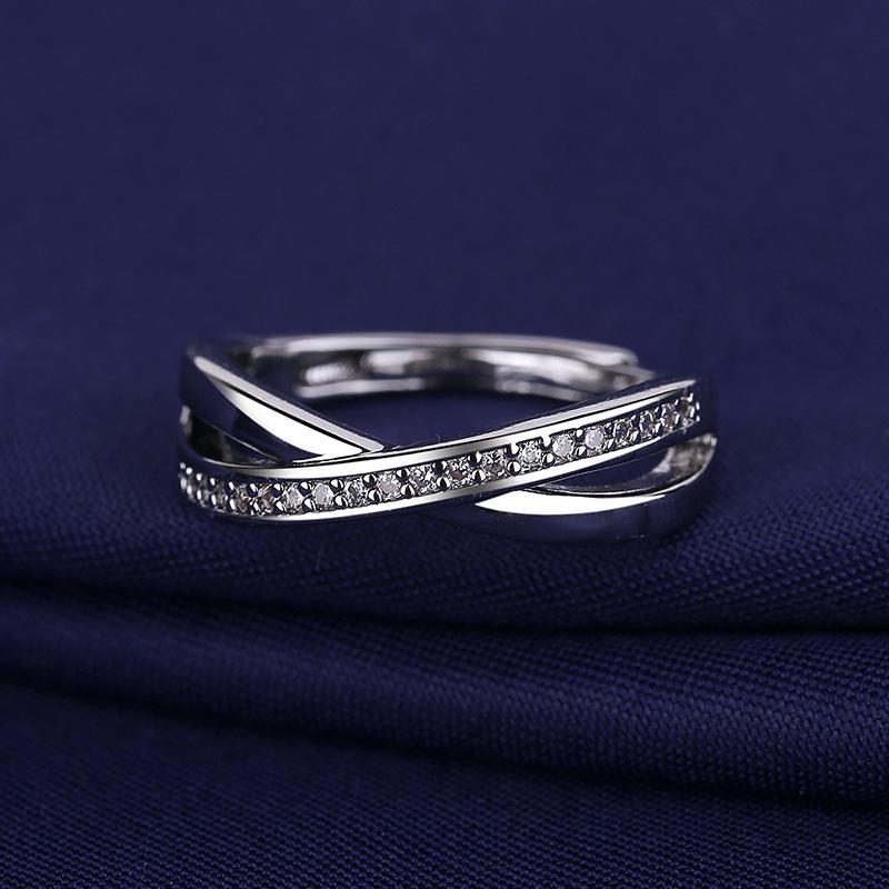 White Gold Korean Moissanite Cross Stackable Ring - 2021 Women's Hot Style