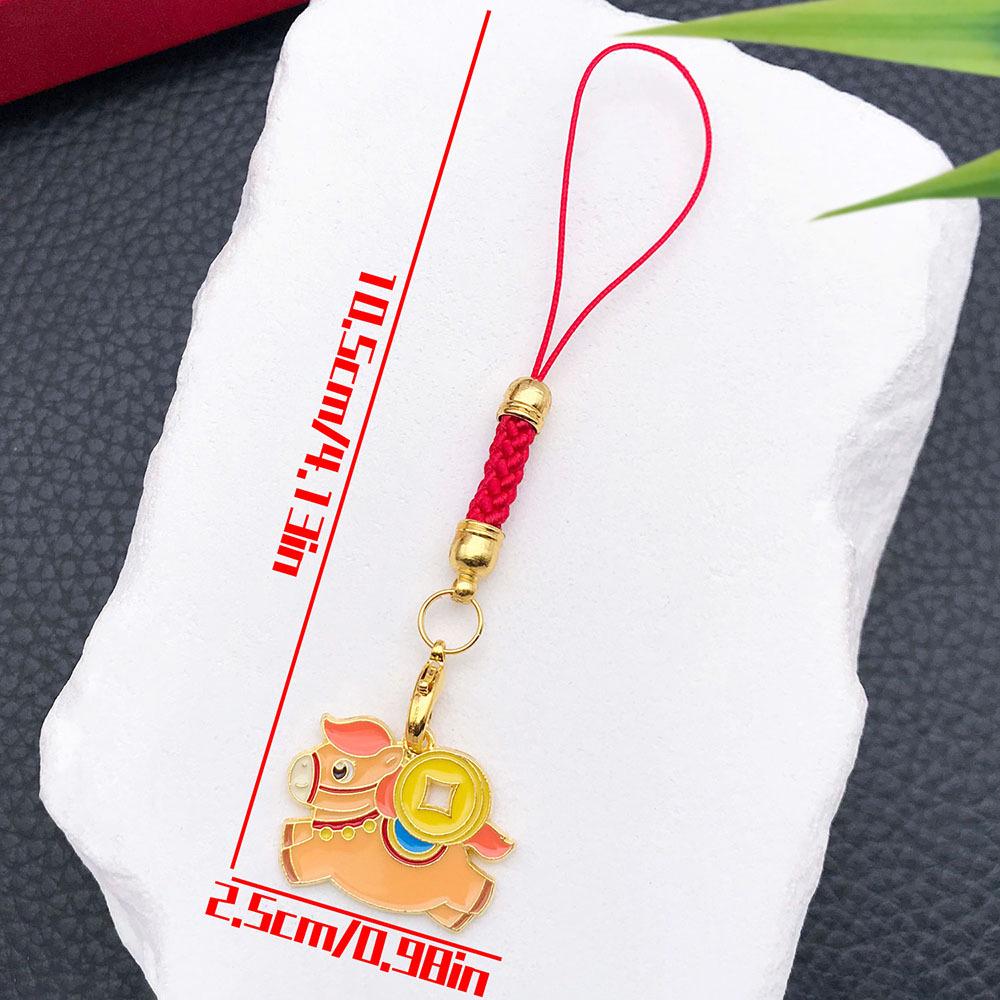 2025 New Year Red Enamel 'Safe and Happy' Persimmon Keychain – Blessing Ornament for Prosperity