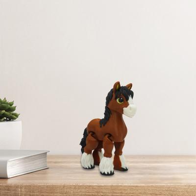 3D iespiesta zirga ponija statuja Stresa mazināšanas figūriņa Kustīgas locītavas Fidget rotaļlieta Izglītojošs dzīvnieka modelis
