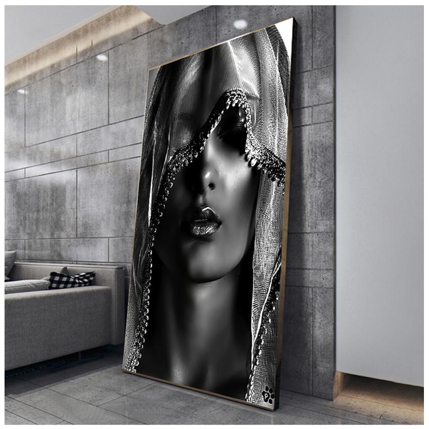 Art Pictures Scandinavian Cuadros for Living Room Decor Golden Makeup Women Canvas Paintings Posters and Print Nordic Style Wall