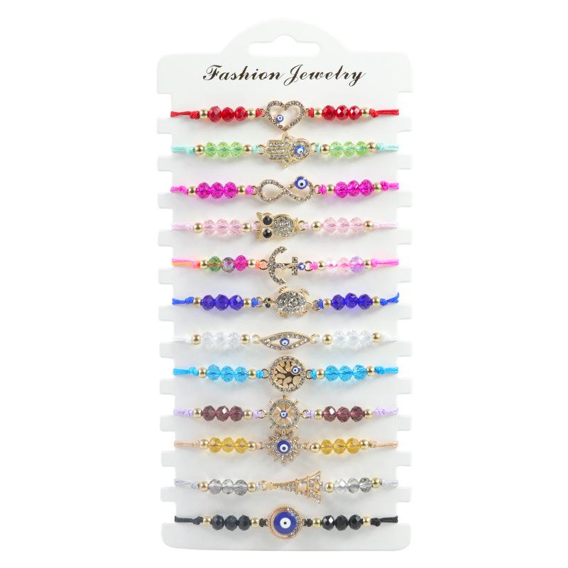 Bohemian Hand-woven Colorful Seed Bead Adjustable Bracelet with Rhinestone Connector