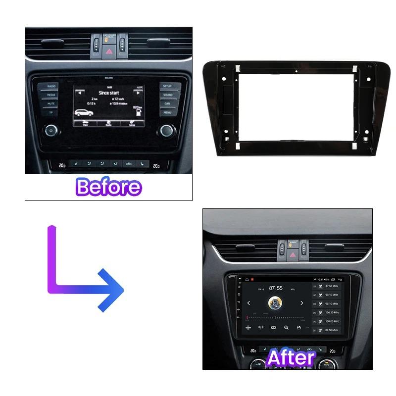10Inch Car Radio Frame For Skoda Octavia 2013 2014 2015 2016 2017 2018 Stereo BT Player Frame Board Adapter Mounting Kit Android