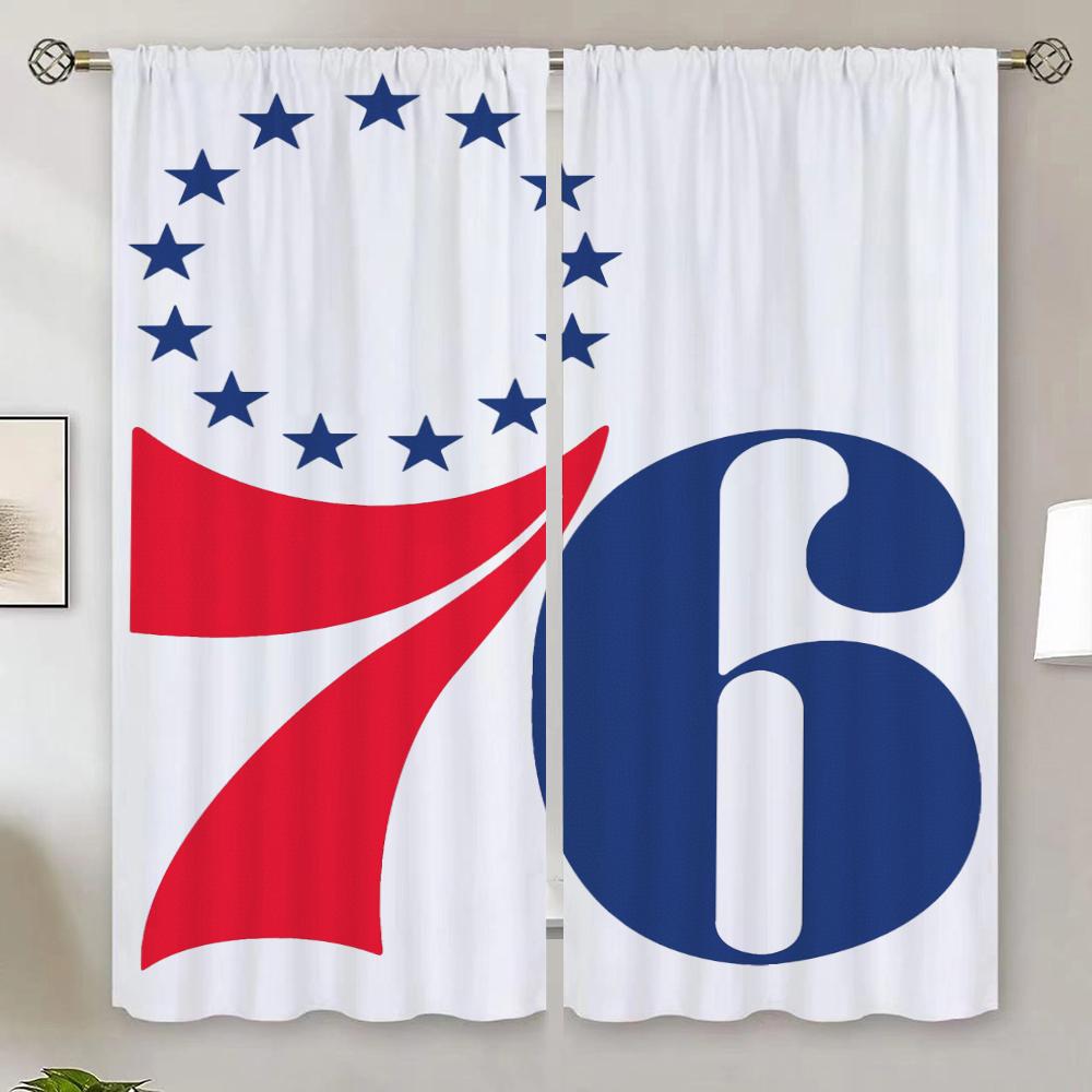 

P-PhiladelP-phia 76ers Modern Living Room Curtains 2024 Blackout Curtain 100% Kitchen Curtains for Bedroom Decoration Blind the W50xH70cmx2pcs-CL