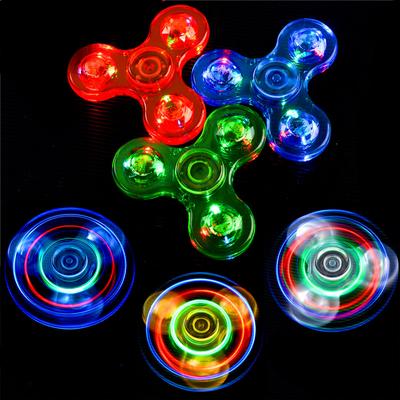 Šviečiantys LED žibintai „Fidget Spinner“ rankiniai suktukai šviečia tamsioje šviesoje EDC „Figet Spiner“ pirštų stresą mažinantys žaislai