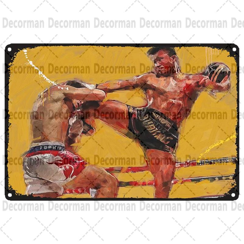 [ Mike86 ] Muay Thai Blechschild Wand Haus Boxen Thailand Metall Poster Kunst Malerei Kneipe LTA-3188 20*30 CM Vintage Dekoration
